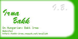 irma bakk business card